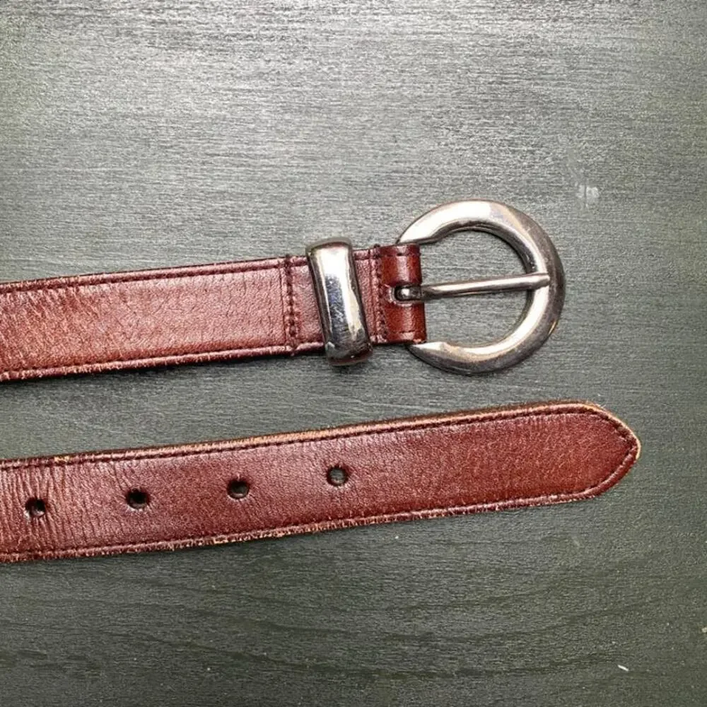Leather Belt Silver Link Braid
